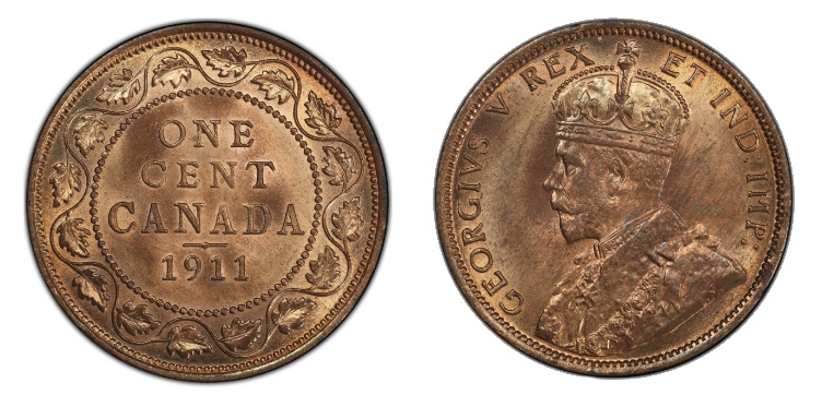One Cent Canada 1911 George V